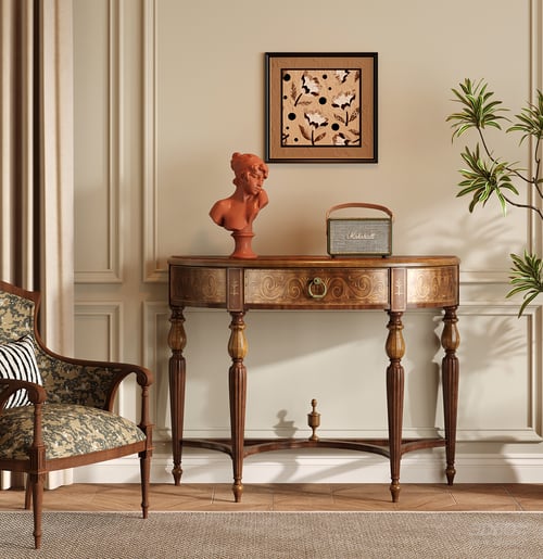 French Vintage Wooden Console Table Entryway Cabinet 3D model