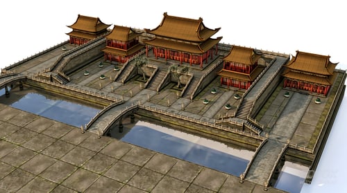 Traditional Chinese Imperial Palace Ancient Architecture Scene 3D model
