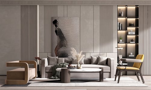 Modern Luxury Living Room Sofa and Coffee Table Set 3D model