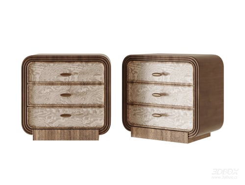 Mid Century Modern Wooden Nightstand with Drawers 3D model