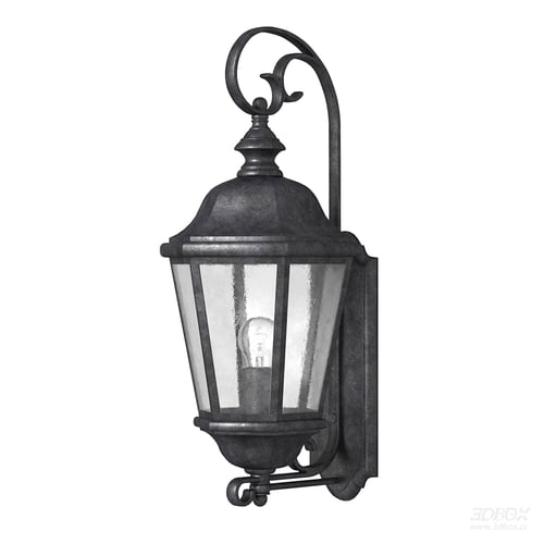 Vintage Outdoor Wrought Iron Glass Wall Lantern 3D model