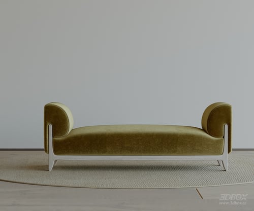 Modern Velvet Upholstered Entry Bench with Light Wood Frame 3D model