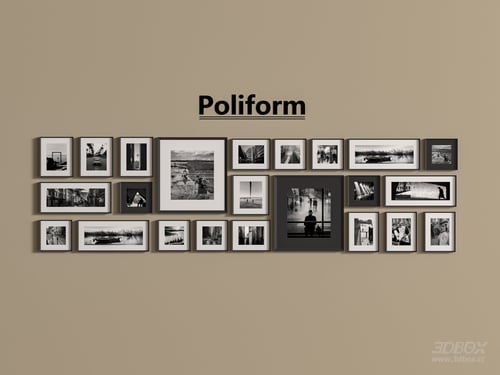 Modern Black White Photo Frame Gallery Wall Set 3D model