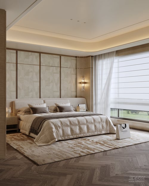 Luxury Modern Master Bedroom Interior Scene 3D model