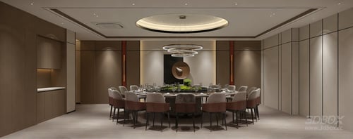 New Chinese Style Luxury Private Dining Room Restaurant 3D model