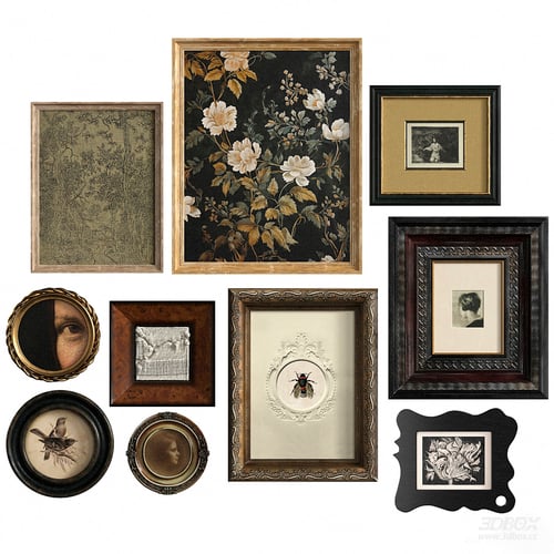 Vintage Decorative Picture Frame Set 3D model