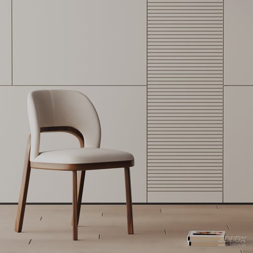 Modern Upholstered Wooden Dining Chair 3D model