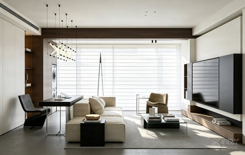 Modern Italian Minimalist Living Room Interior 3D model
