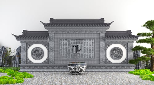 Traditional Chinese Style Screen Wall Shadow Wall 3D model