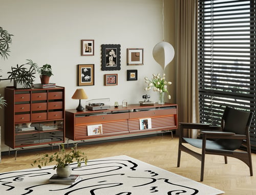 Mid Century Modern TV Cabinet and Sideboard Set 3D model