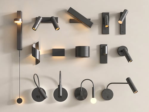 Modern Rotatable Metal Wall Lamp Reading Light Set 3D model