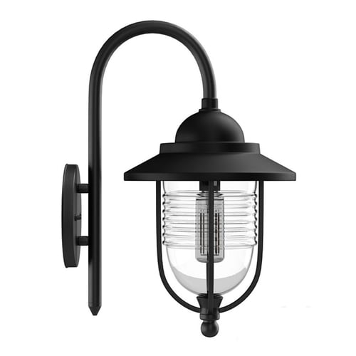 Vintage Black Metal Glass Wall Mounted Outdoor Lamp 3D model