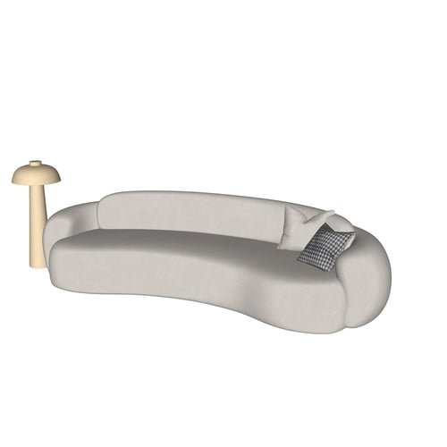 Modern Italian Curved Cream Fabric Sofa Set 3D model
