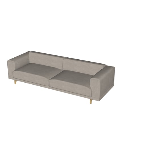Modern Italian Style 2-seater Fabric Sofa with Wooden Legs 3D model