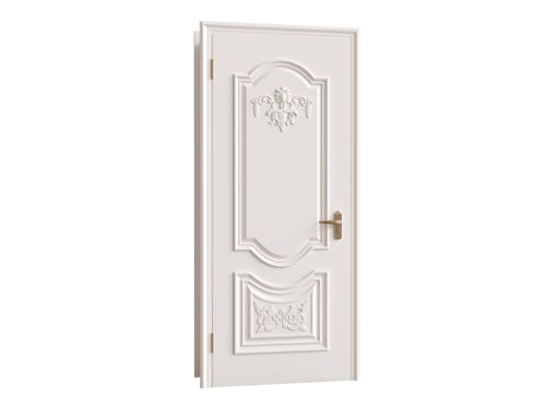 Classic European Style White Carved Interior Door 3D model