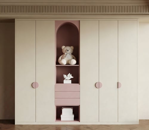 Modern Cream Style Children Wardrobe Storage Cabinet 3D model