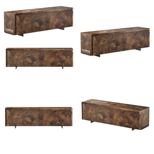 Burl Wood Sideboard with Metal Legs Modern Luxury Cabinet 3D model