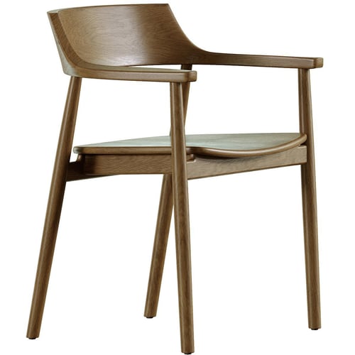 Modern Wooden Armrest Dining Chair Scandinavian Style 3D model