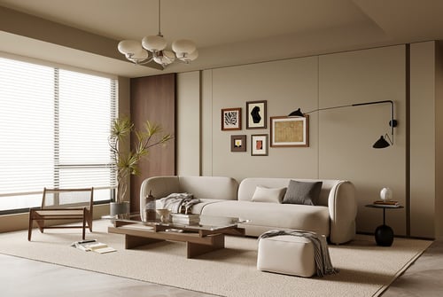 Mid-century Modern Living Room Sofa Coffee Table Set 3D model