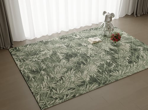 Modern Green Leaf Pattern Geometric Carpet 3D model