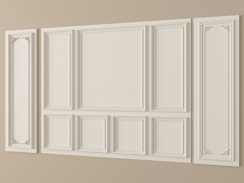 French Style Decorative Wall Plaster Molding Panels 3D model