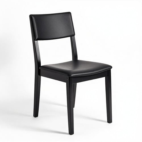 Modern Black Leather Upholstered Wooden Dining Chair 3D model