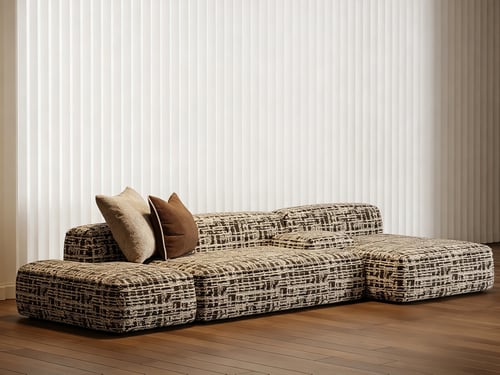 Mid-Century Modern Modular Fabric Sectional Sofa Set 3D model