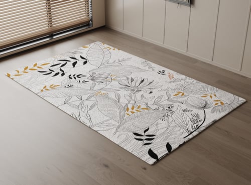 Floral Leaf Pattern Plush Fabric Carpet for Living Room 3D model