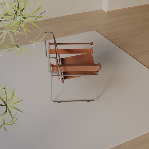 Modern Leather Metal Frame Armchair 3D model
