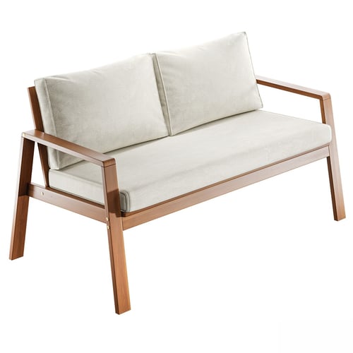 Wooden Frame Fabric Upholstered Loveseat Sofa 3D model