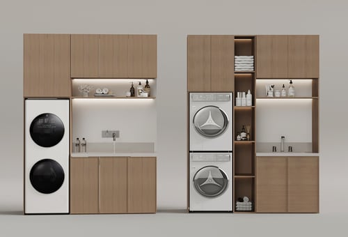 Modern Wooden Washing Machine Laundry Cabinet Set 3D model