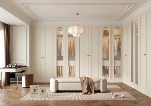 French Style Luxury Dressing Room with Wardrobe and Dressing Table 3D model