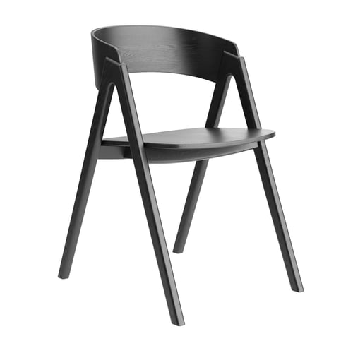 Minimalist Nordic Black Wooden Dining Armchair 3D model