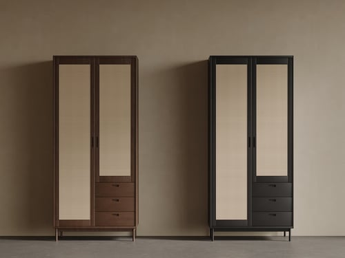 New Chinese Style Rattan Wardrobe Set 3D model