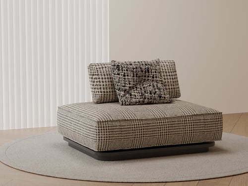 Modern Houndstooth Fabric Soft Seating Ottoman 3D model