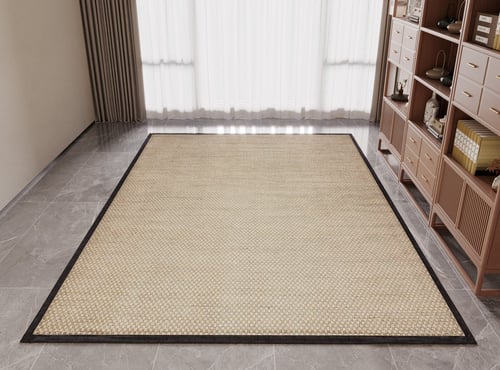 Modern Linen Woven Carpet with Black Border 3D model