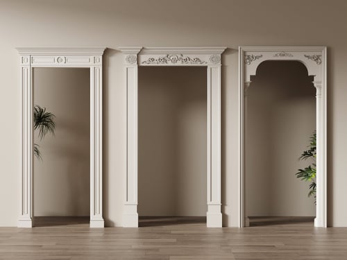 Classic Carved Decorative Door Frame Archway Set 3D model