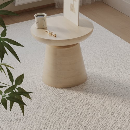 Modern Light Wood Round Side Table Minimalist Nightstand 3D model