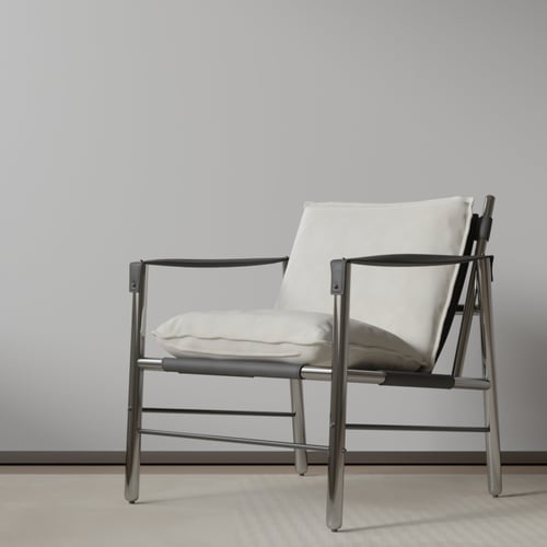 Modern Metal Frame Upholstered Armchair 3D model
