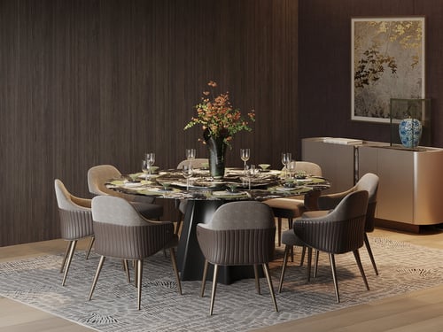 Italian Style Luxury Marble Dining Table and Chairs Set 3D model