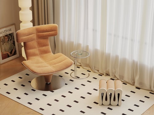 Modern Fabric Upholstered Swivel Armchair Set 3D model