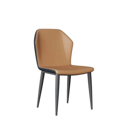 Modern Leather Dining Chair with Metal Legs 3D model