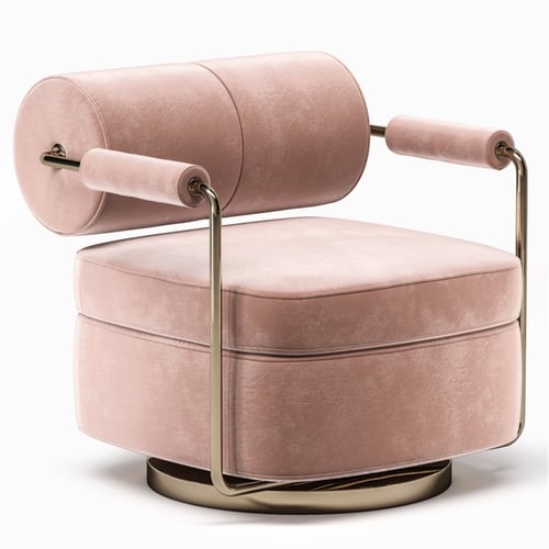 Anderson Pink Velvet Swivel Armchair 3D model