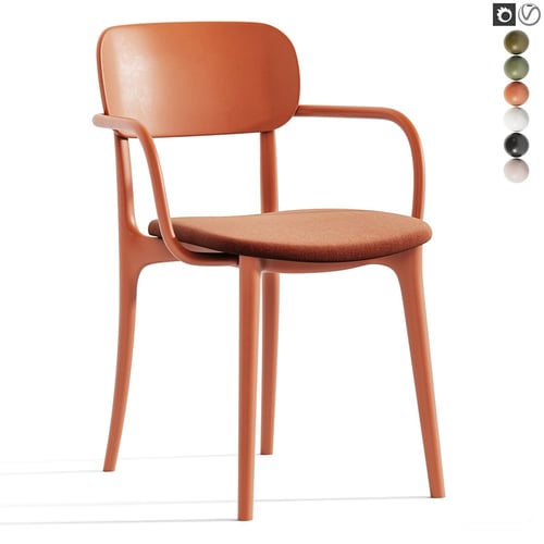 Modern Minimalist Wooden Frame Armchair with Fabric Cushion 3D model