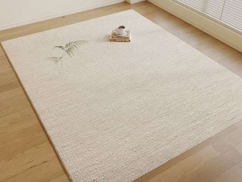 Mid Century Beige Square Fabric Carpet 3D model