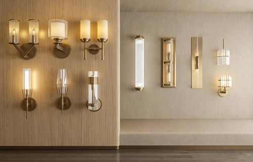 Modern Decorative Brass Glass Wall Light Set 3D model