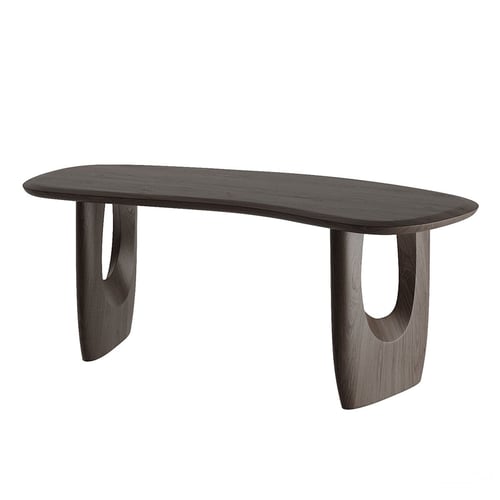 Modern Curved Solid Wood Office Desk 3D model