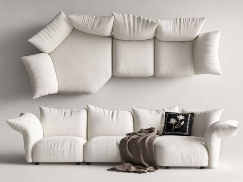 Modern White Fabric Modular Sofa Set 3D model