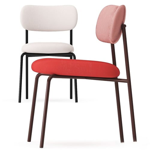 Modern Upholstered Dining Chair with Metal Frame 3D model