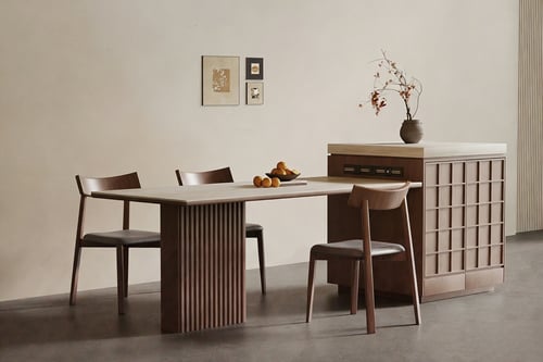 Mid-century Modern Dining Table Chairs with Kitchen Island Set 3D model